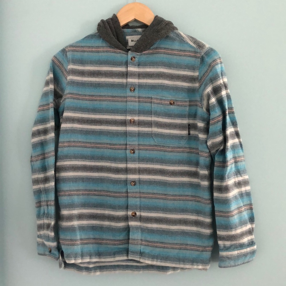 Billabong flannel with hood. Boys size medium